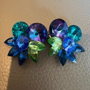 Mistar Bijoux - Colorful Crystal Vintage Clip-On Earrings (signed)